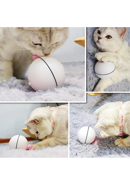 Kedi Köpek LED Lazer Topu Kırmızı Işık Elektronik Haddeleme Top Oyuncaklar Kedi Yavru Kedi İçin Komik Interaktif Top Oyuncak Kedi Pet Ürünleri (Beyaz) (Yurt Dışından) fiyatları