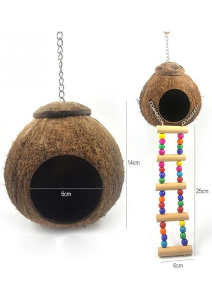 Doğal Hindistan Cevizi Kabuğu Kuş Nest House Hut Kafes Besleyici Pet Papağan Asılı Oyuncak ile Kuş Kafesleri ve Yuvalar (Yurt Dışından) fiyatları