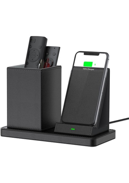 Ofis Masası Telefon Kablosuz Şarj Kalem Tutucu Tutucu Çok Fonksiyonlu Dikey Saklama Kutusu 10W Xiaomi Için Hızlı Şarj Standı | Telefon Tutucular ve standları (Kırmızı)(Yurt Dışından)