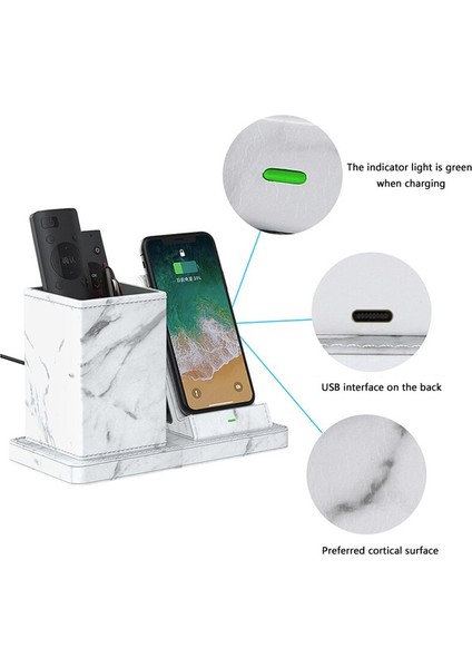 Ofis Masası Telefon Kablosuz Şarj Kalem Tutucu Tutucu Çok Fonksiyonlu Dikey Saklama Kutusu 10W Xiaomi Için Hızlı Şarj Standı | Telefon Tutucular ve standları (Kırmızı)(Yurt Dışından) fiyatları