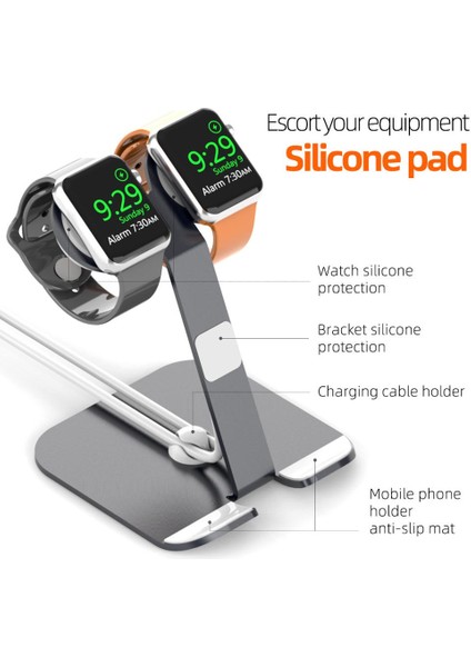 Alüminyum Silikon Braketi Şarj Dock Istasyonu Apple Watch Stand Serisi Için Şarj Tutucu Se 6/5/4/3/2 Çift Saat Tutucu | Telefon Sahipleri ve duruş