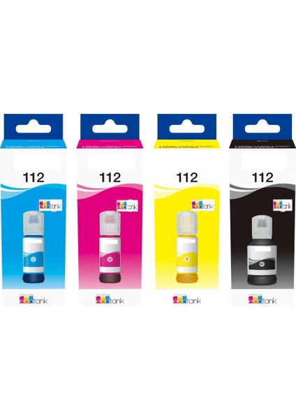 Epson 4 Renk 112 Mürekkep L6580 L15180 L6570 M15140 L6550 L6490 L6460 L15160 L15150 L11160