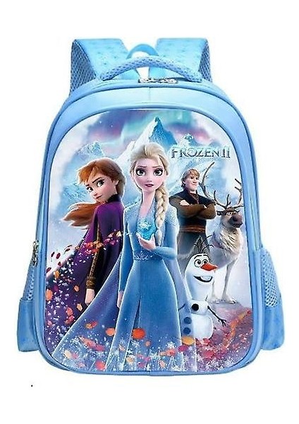 Disney Dondurulmuş Okul Çantası Elsa Anna Kızlar Sevimli Sırt Çantası (3) (Yurt Dışından)