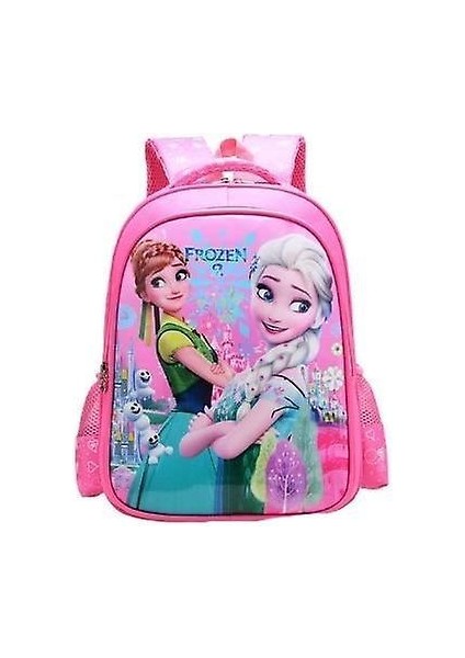 Disney Dondurulmuş Okul Çantası Elsa Anna Kızlar Sevimli Sırt Çantası (3) (Yurt Dışından)