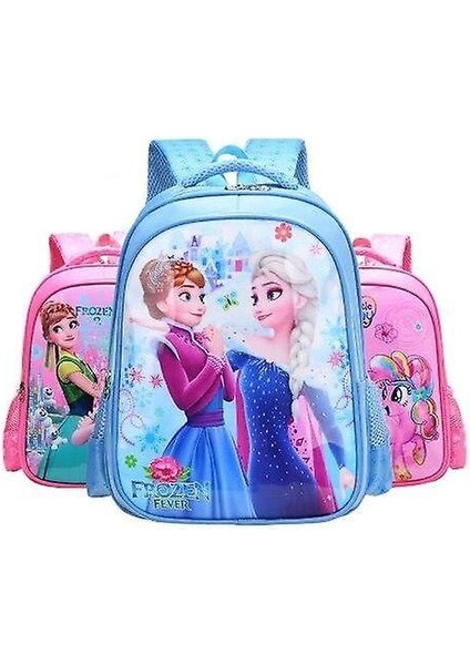 Disney Dondurulmuş Okul Çantası Elsa Anna Kızlar Sevimli Sırt Çantası (3) (Yurt Dışından)