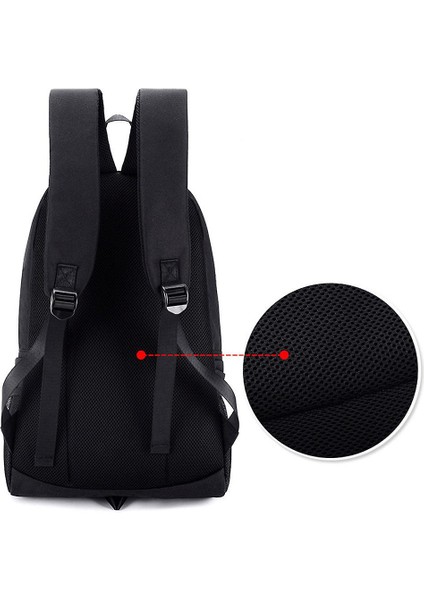 Aydınlık Sırt Çantası Erkek Köpekbalığı USB Sırt Çantası (Siyah) (Yurt Dışından)