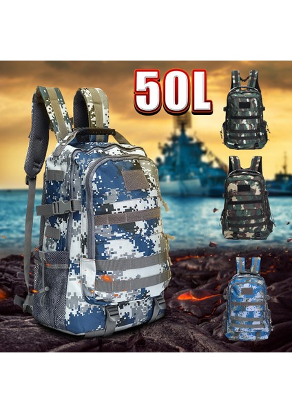 50L Açık Taktik Sırt Çantası Su Geçirmez Naylon Omuz Çantası Spor Kamp Yürüyüş Seyahat Daypack (Yurt Dışından)