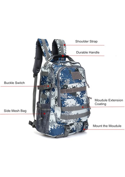 50L Açık Taktik Sırt Çantası Su Geçirmez Naylon Omuz Çantası Spor Kamp Yürüyüş Seyahat Daypack (Yurt Dışından)