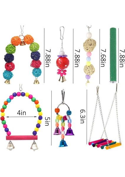 13 Adet Kuş Kafesi Oyuncaklar Papağan Güvenilir çiğnenebilir Salıncak Asılı Çiğneme Bite Köprü Ahşap Boncuk Top Çan Oyuncaklar Rastgele Renk | Kuş Oyuncakları