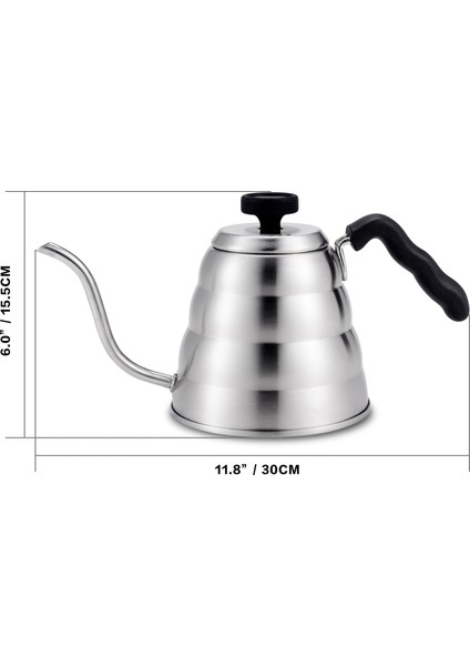 1.2l Paslanmaz Çelik Kahve Su Isıtıcısı Sıcak Sıcaklık, Kahve Dökmek Için Ince Musluğu Çay Tenceresi, Settop Üzerinde Çalışır | Kahve Kapları