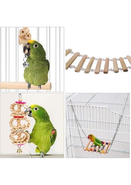 8 Paketler Kuş Papağan Salıncak Asılı Oyuncak, Doğal Ahşap Çan Kuş Kafesi Oyuncaklar Papağanlar, Parakeets, Cockatiels, Budgie | Kuş Oyuncakları(Yurt Dışından) modelleri