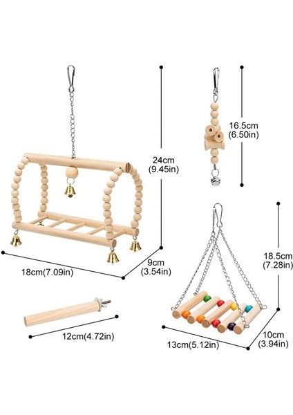 8 Paketler Kuş Papağan Salıncak Asılı Oyuncak, Doğal Ahşap Çan Kuş Kafesi Oyuncaklar Papağanlar, Parakeets, Cockatiels, Budgie | Kuş Oyuncakları(Yurt Dışından) fırsatları