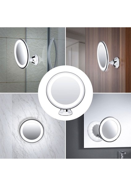 10X Büyüteç Makyaj Vanity Ayna Taşınabilir LED Işık Vantuz 360 ° Dönen Makyaj Büyüteç Ev Masaüstü Bathr | Banyo Aynaları