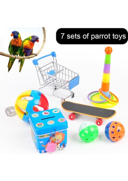 7 Adet / Takım Kuş Papağan Salıncak Oyuncak Asılı Bell Kuş Kafesi Papağan Bulmaca Eğitim Oyuncak Papağan Lovebird Aksesuarları Kuşlar Oyuncaklar | Kuş Oyuncakları fiyatları