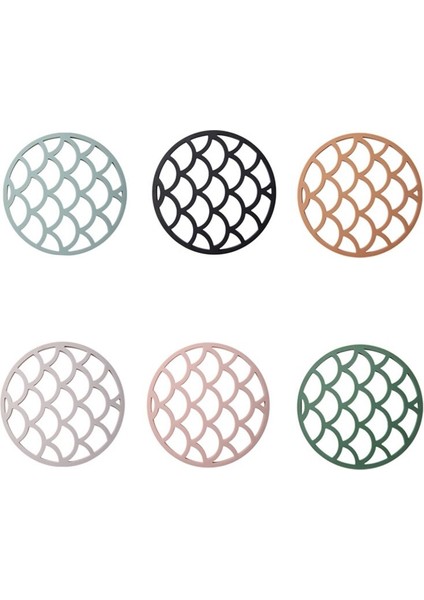6 Adet Yuvarlak Yemek Masası Mat Içecek Bardak Dizayn Mutfak Yalıtım Hot Pad Silikon Placemat (14.5 Cm)