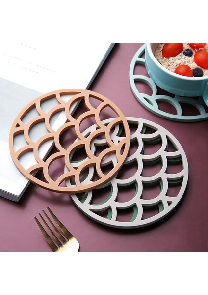 6 Adet Yuvarlak Yemek Masası Mat Içecek Bardak Dizayn Mutfak Yalıtım Hot Pad Silikon Placemat (14.5 Cm) fiyatları