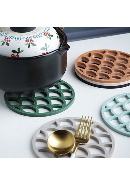 6 Adet Yuvarlak Yemek Masası Mat Içecek Bardak Dizayn Mutfak Yalıtım Hot Pad Silikon Placemat (14.5 Cm) modelleri