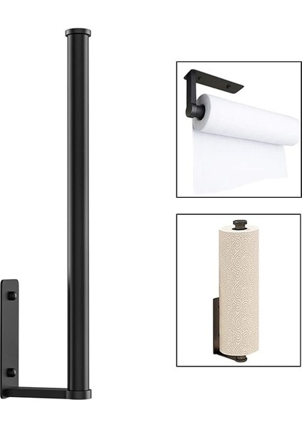 Duvar Montaj Tuvalet Kağıdı Tutucu Banyo Mutfak Rulo Kağıt Doku Havlu Askısı Otel Tuvalet Rulo Kağıt Havlu Tutucu | Kağıt Tutucular (Siyah)