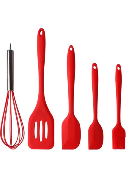 5 Adet / Takım Silikon Pişirme Eşyaları Setleri Yumurta Çırpıcı Kaşık Spatula Yağ Fırçası Mutfak Kiti Mutfak Aletleri Aksesuarları | Pişirme Aracı Setleri