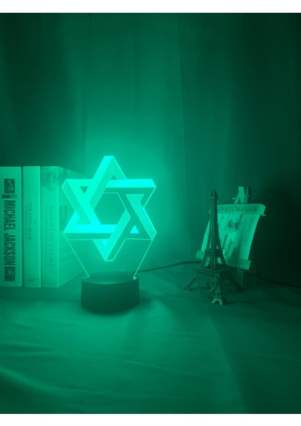 3D Optik Akrilik Gece Işık Lambası Mogen David Ev Dekorasyon Için Renk Değişen Nightlight Hediye Kalkanı David Masa Lambası | Masa Lambaları fırsatları