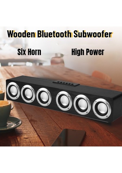 Ahşap Ses Bar Ses Merkezi Bluetooth Hoparlör Kutusu Ev Sineması Sistemi Subwoofer Soundbar ile Hoparlörler Için Woofers | Soundbar (Siyah Ahşap Tahıl)