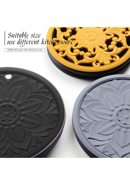 3 Adet Nefis Hollow Oyma Isıya Dayanıklı Yalıtım Placemat Kaymaz Yemek Masası Mat Coaster Set Sofra Ped Mutfak Için | Mats pedler (Sarı)