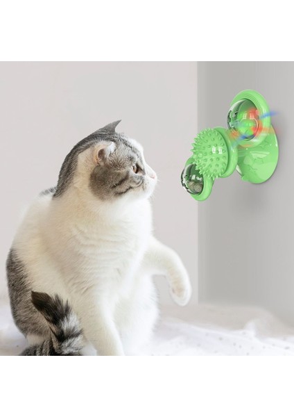 Pet Köpek Kedi Oyuncak Döndürmek Fırıldak Diş Fırçası Catnip ile Döner Döner Tüy Alay Tırmanma Gıdıklama Topu Bulmaca Oyuncak Pet Ürünleri | Kedi Oyuncakları (Sarı)