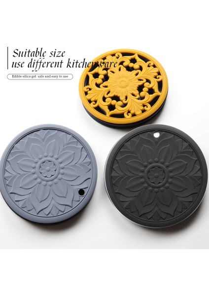 3 Adet Nefis Hollow Oyma Isıya Dayanıklı Yalıtım Placemat Kaymaz Yemek Masası Mat Coaster Set Sofra Ped Mutfak Için | Mats pedler (Sarı)