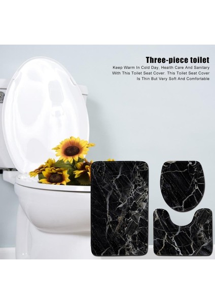 Tuvalet 3 Parça Set Siyah Mermer Banyo Mat Setleri Kaymaz Banyo Mat Kaidal Mat Klozet Kapak Mat Setleri | Banyo Paspasları fiyatları