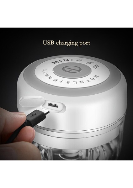 Elektrikli Gıda Kırıcı Mini Sarımsak Basın Sarımsak Sebze Kıyıcı Mutfak Ezilmiş Sarımsak Zencefil Ezilmiş Biber (Beyaz, 100ML)