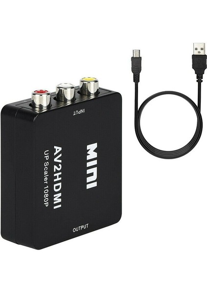 (Siyah) HDMI Av Adaptörü Mini Dönüştürücü Kablosu Cvbs Rca 1080 P Kompozit Video Ses