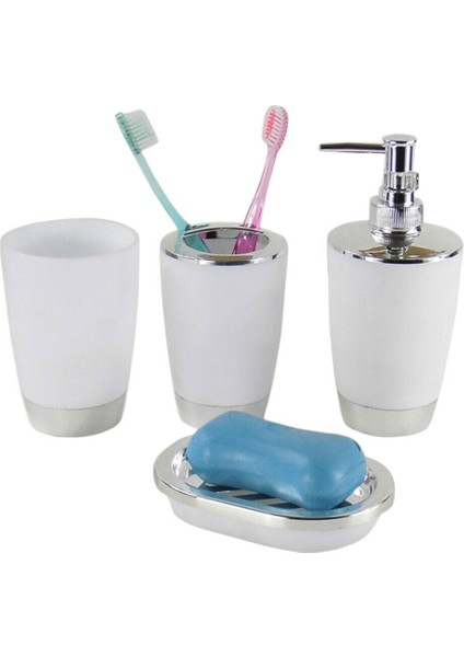 Banyo Aksesuarları Banyo Seti Plastik Banyo Takım Elbise Ev Aksesuarları Fincan Diş Fırçası Tutucu Sabunluk Depolama Şişesi Ev Seti | Banyo Aksesuarları Setleri (Beyaz) modelleri