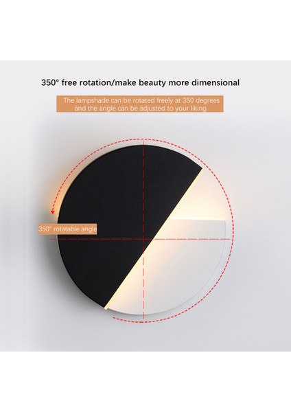 Dönebilen Duvar Lambası, 22 Cmld 10 W Duvar Lambası Sıcak Işık Modern Oturma Odası Lamba Yatak Odası Başucu Lambası Koridor Koridor, Siyah