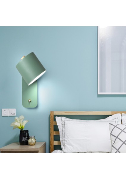 Yaratıcı Yatak Odası Başucu Lambası Modern Minimalist Çalışma Göz Koruma Okuma Lambası Yeşil Duvar Lambası Aydınlatma (Ampul Dahil Değil)