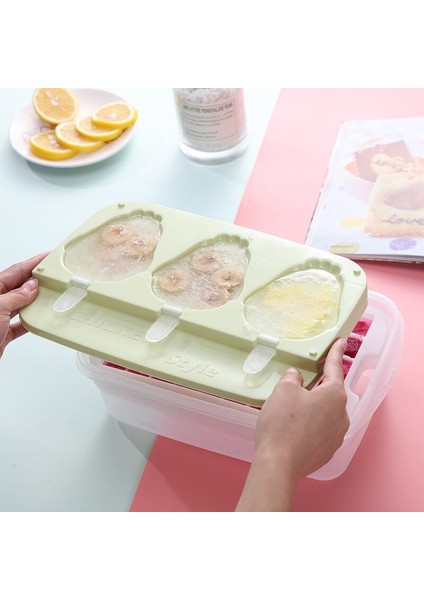 1 Takım Silikon Dondurma Buz Tepsisi Kalıp Kapak Hayvanlar ile Şekil Jöle Form Maker Buz Lolly Kalıpları Ice Cube Tepsi | Dondurma Makineleri (Pembe)
