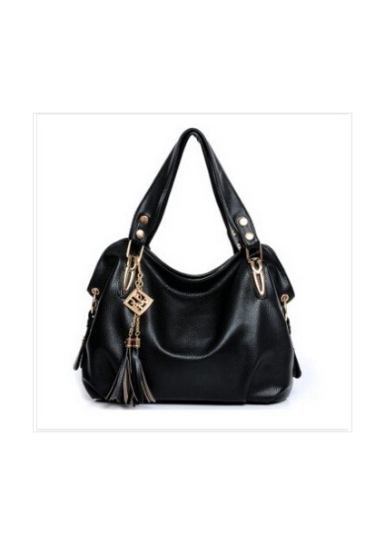 100% Hakiki Lüks Çanta Tote Deri Hobo Omuz Çantası Messenger Çanta ((Siyah))