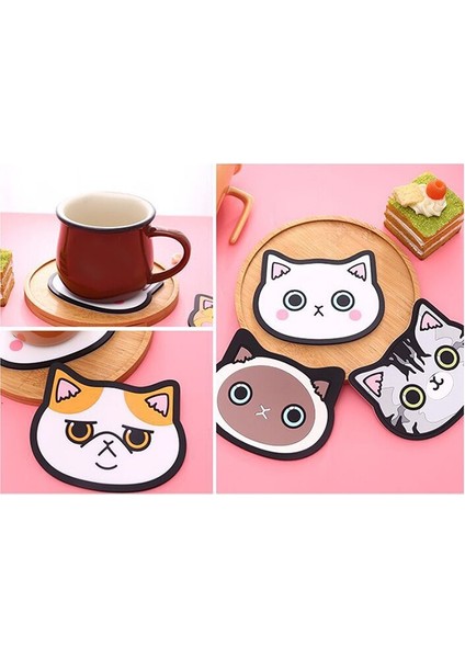 10 Adet / Takım Kedi Silikon Mat Kupası Bar Ev Karikatür Hayvan Coaster, Sıcak Içecek Kahve Süt Çay Kupa Kupası Aksesuarları |(Yurt Dışından) fiyatları