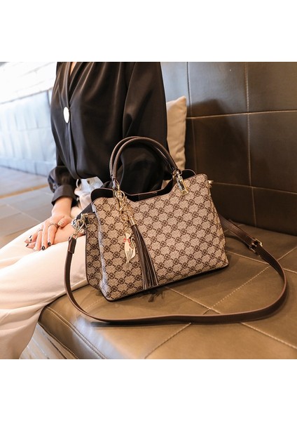 Omuz Çantası Kadınlar Için 2020 2021 Yeni Lüks Tasarımcı Crossbody Deri Vintage Moda Bayanlar Shopper Mahjong Ekose Büyük Çanta | Omuz Çantaları (Kahve) (Yurt Dışından) fırsatları