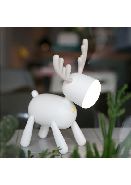 USB Şarj LED Geyik Işık Çocuk Öğrenci Masası Okuma Masa Lambası (Beyaz)