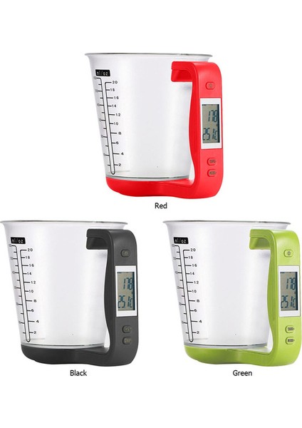 4-In-1 1 kg 600 ml Kapasiteli Ölçüm Fincan Ayrılabilir Mutfak Ölçeği Beher Elektronik Gıda Hacmi Ağırlık Ölçüm Aracı Ünitesi Dönüşüm / Tare Fonksiyonu LCD Ekran (Siyah)