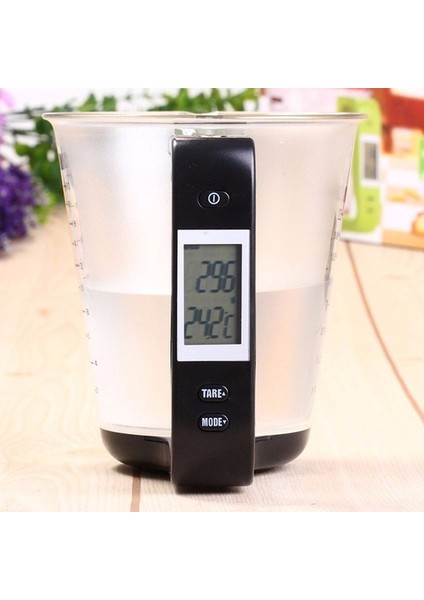 4-In-1 1 kg 600 ml Kapasiteli Ölçüm Fincan Ayrılabilir Mutfak Ölçeği Beher Elektronik Gıda Hacmi Ağırlık Ölçüm Aracı Ünitesi Dönüşüm / Tare Fonksiyonu LCD Ekran (Siyah)