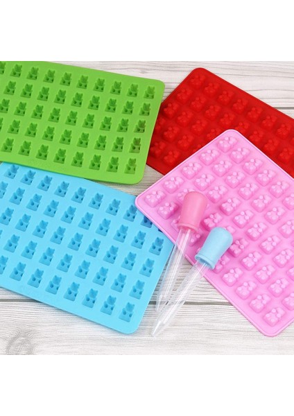 Sakızlı Ayı Kalıp Damlalık 50 Delik 4 Renkler Ayı Gıda Sınıfı Silikon Kalıp Buz Küp Kalıp Şeker Çikolata Yapışmaz (18.8 * 13.7 * 1 Cm) (Yurt Dışından) fırsatları