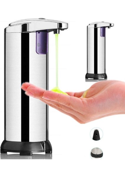 250ML Paslanmaz Çelik Otomatik Sabun Dağıtıcı Kızılötesi Sensör Sabunluk Dokunma Dokunmaz Sanitizer Dispenser Banyo Için | Taşınabilir Sabunluk