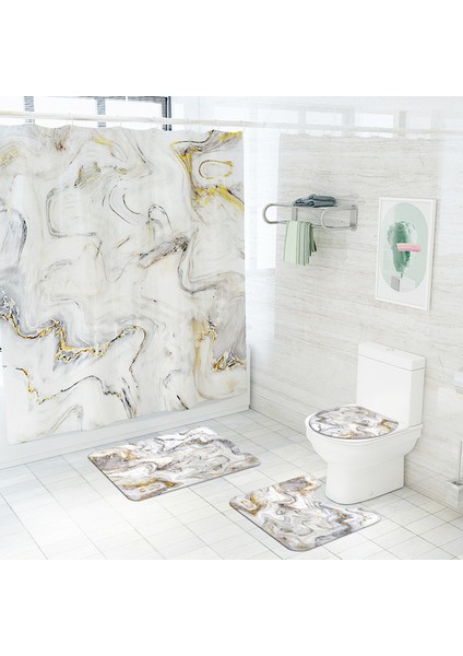 Banyo Mat ve Su Geçirmez Duş Perdesi Seti Emici U Şekilli Tuvalet Kilim Anti Kayma Zemin Halı Tuvalet Banyo Halı Halı | Banyo Paspasları fiyatları