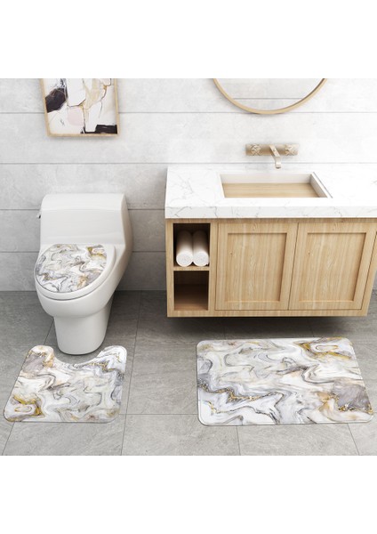 Banyo Mat ve Su Geçirmez Duş Perdesi Seti Emici U Şekilli Tuvalet Kilim Anti Kayma Zemin Halı Tuvalet Banyo Halı Halı | Banyo Paspasları fırsatları