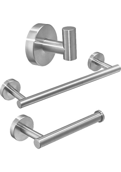 3-Piece Setgold Siyah Banyo Donanım Seti Siyah Robe Kanca Tek Havlu Bar Robe Kanca Kağıt Tutucu Banyo Aksesuarları | Banyo Donanım Setleri (Gümüş)(Yurt Dışından)