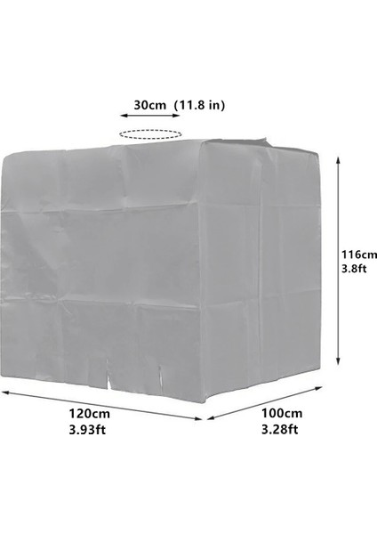 Gümüş Su Tankı Kapak Ton Varil Aksesuarları 1000 Litre Konteyner Alüminyum Folyo Su Geçirmez Toz Geçirmez Uv Koruma Kapağı | Gölge Yelkenleri ve ağlar (120 * 100 * 116CM) modelleri
