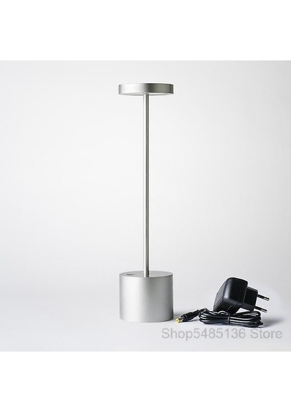 LED Bar Masa Lambaları Modern Restoran Yemeği Standı Işık Fikstür Şarj Edilebilir Taşınabilir Pil Masası Lamba Yemek Odası Ev Dekorasyonu (Gümüş)