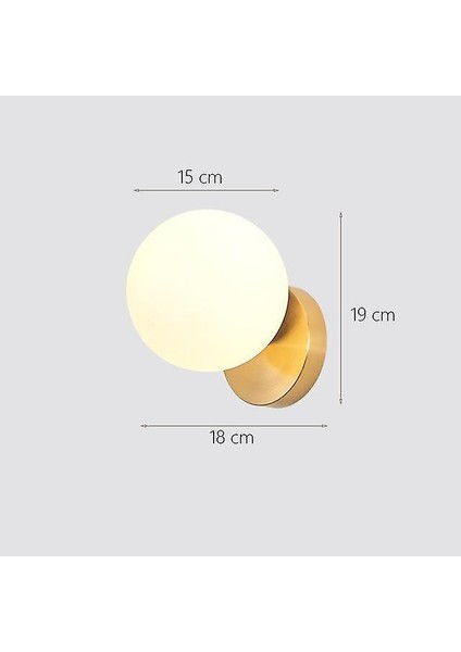 Iskandinav LED Duvar Ay Lambası Demir Modern Dekoratif Merdiven LED Işık Ev Başucu Yuvarlak Cam Duvar Işıkları Ahşap Aplike Murale E27 (C)