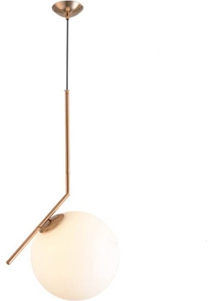 Mzstech Modern Moda Küresel Asılı Işık, Altın Demir Cam Kolye Işık Avize Asılı Lamba (20 Cm)